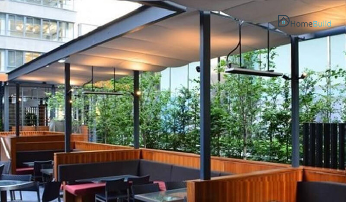 tam xi mang lam mai quan cafe Tấm xi măng làm mái quán cafe