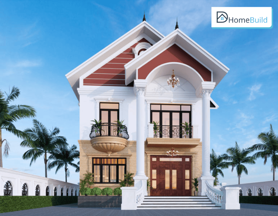 mau nha mai thai tan co dien Mẫu nhà tân cổ điển kết hợp mái Thái tạo điểm nhấn cho ngôi nhà