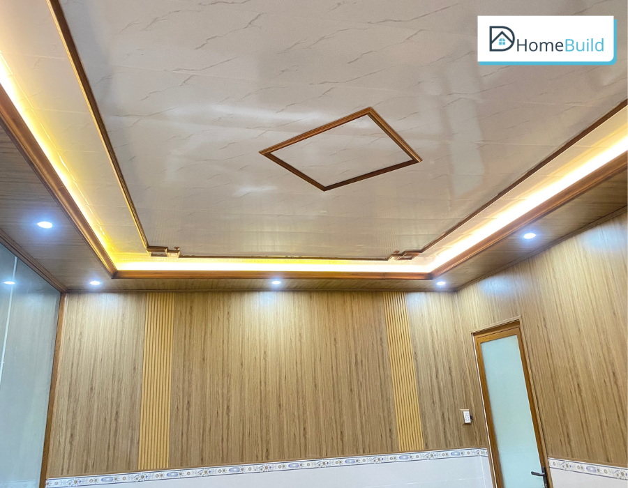 tam nhua nano lam phong khach Nhựa Nano ốp trần đa dạng kiểu vân, phù hợp mọi phong cách phòng khách